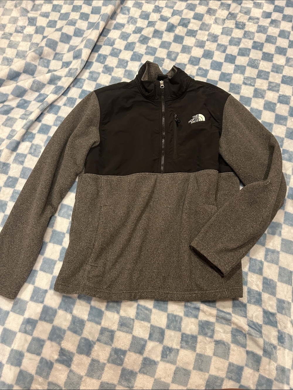 The North Face Men’s Gray and Black Half-Zip Fleece Jacket